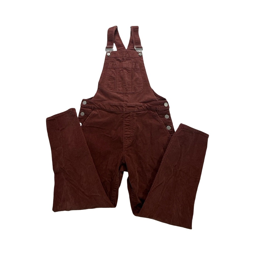 Gap Overalls Women XS Petite 28x26 Burgundy Corduroy Straight Leg Boho